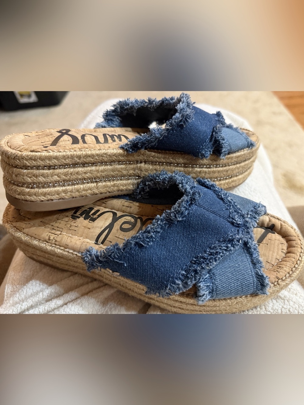Sam Edelman ASHLYNN Denim Espadrille Platform Sandals